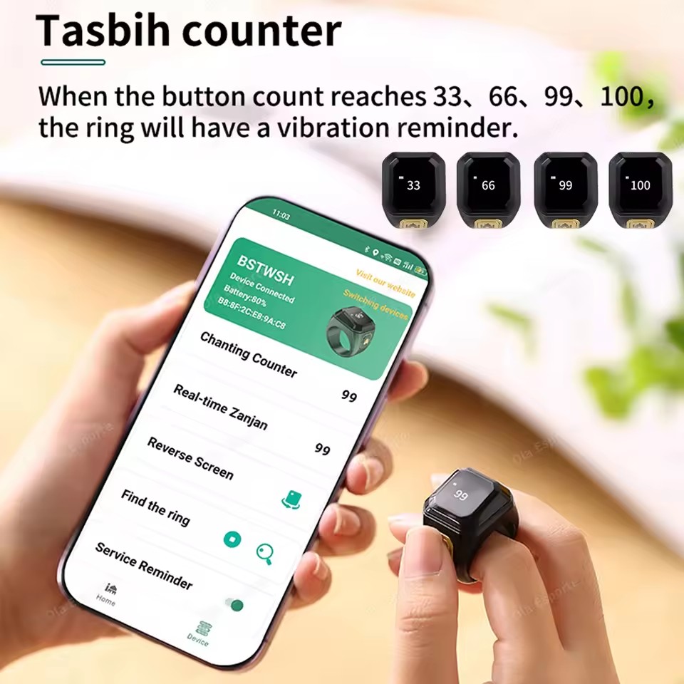 Anillo inteligente musulmán Qi - Blood Oxygen Monitor reseña y precio